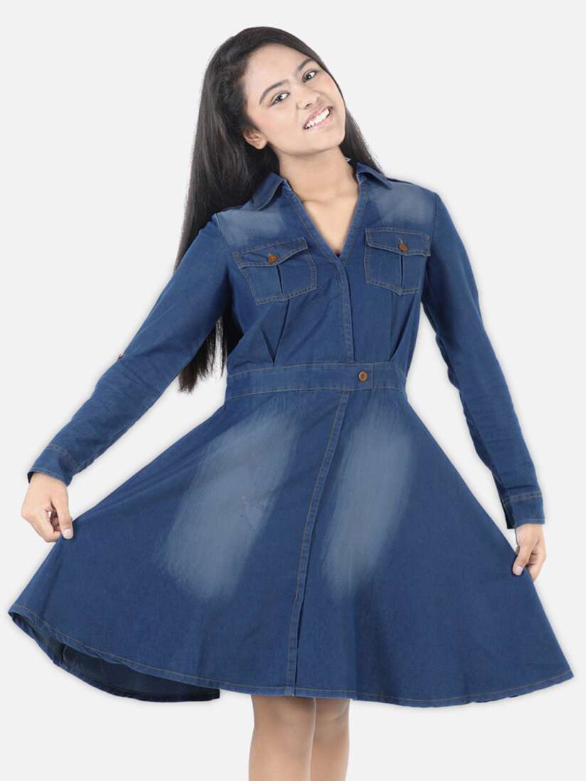 Buy StyleStone Girls Blue Cotton Denim Shirt Dress Dresses for Girls 16006060 Myntra