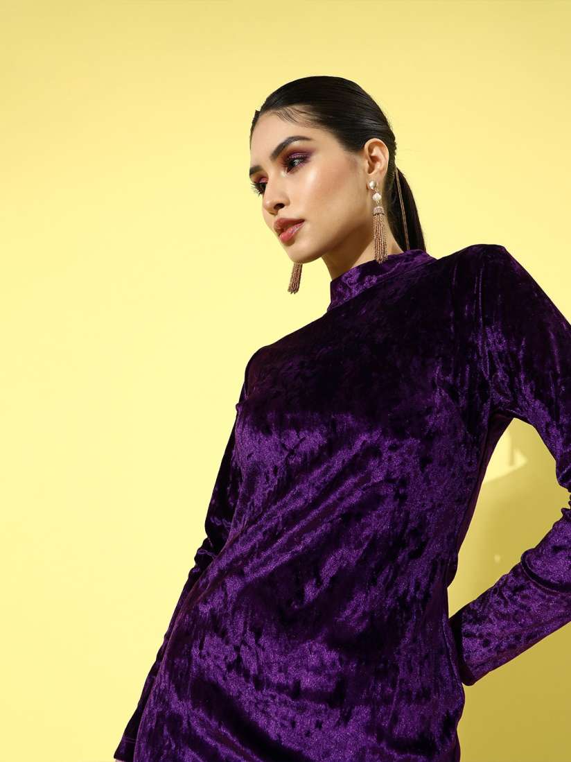 Velvet dress myntra cheap