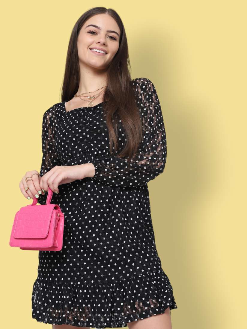 Buy ONLY Women Black White Polka Dot Printed Dress Dresses for Women 16009282 Myntra