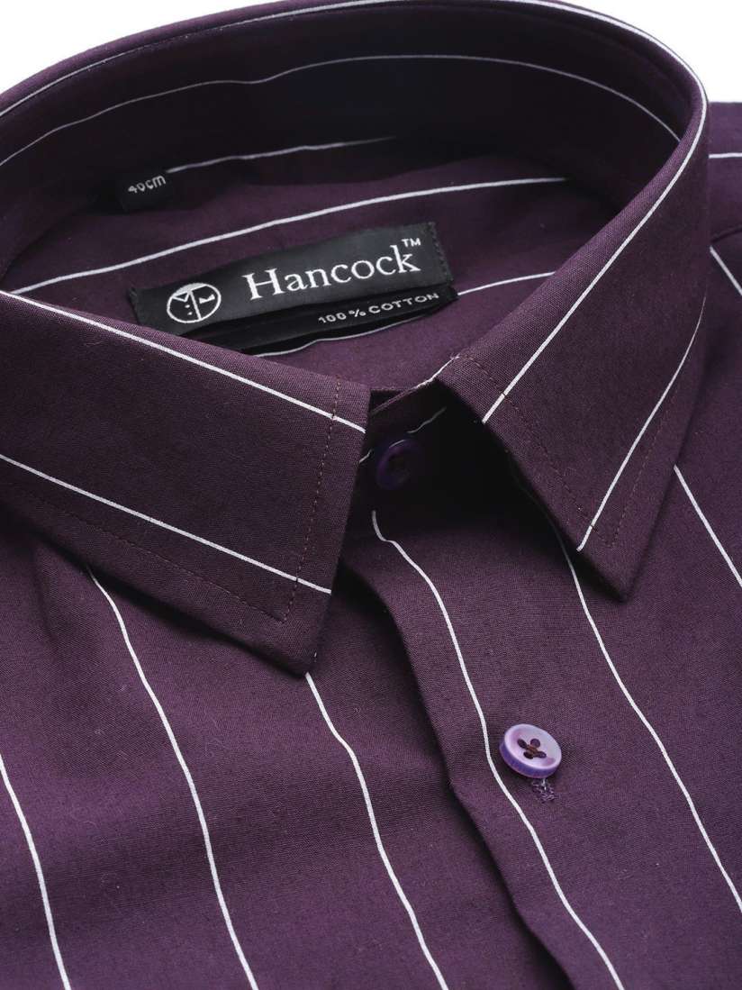 Men's purple striped dress shirt sales