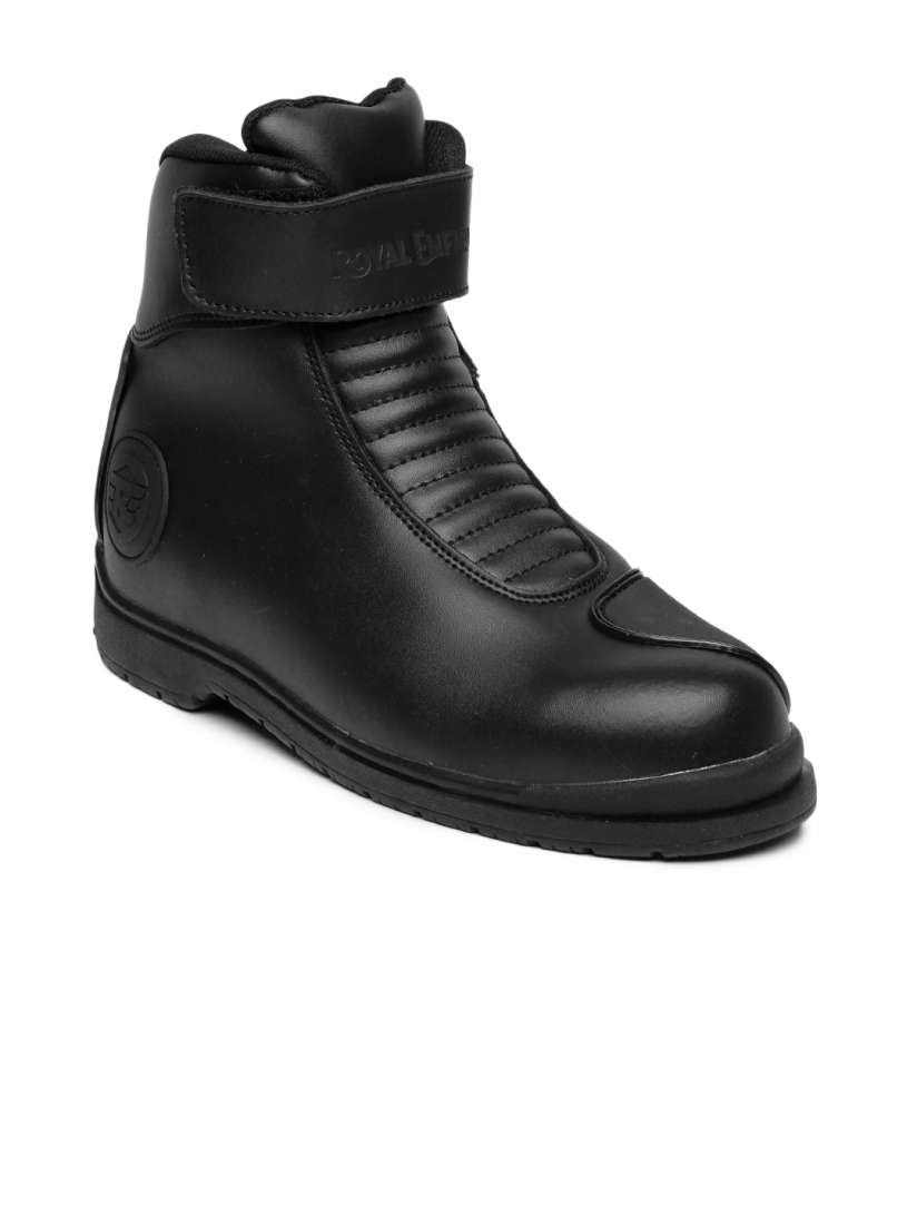 Buy Royal Enfield Men Black Solid High Top Leather Short Riding Boots Casual Shoes for Men 1601580 Myntra