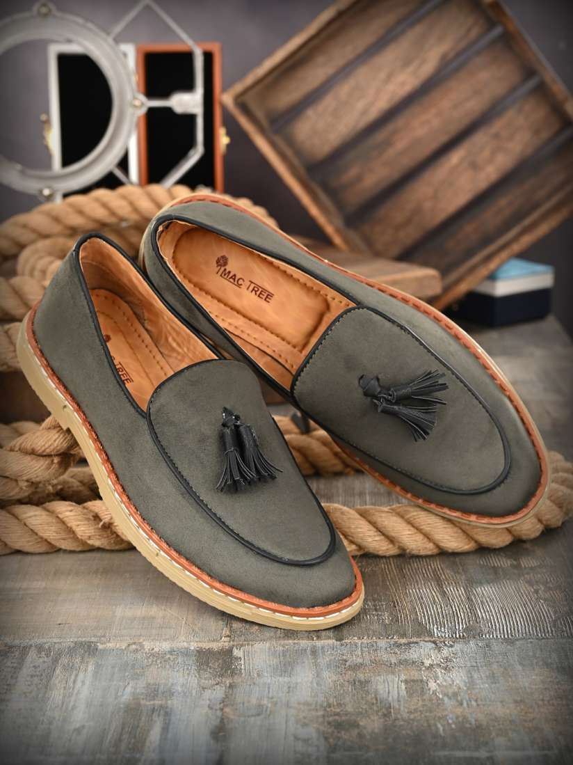 Buy Mactree Men Olive Green Textured Suede Loafers Casual Shoes for Men 16016358 Myntra
