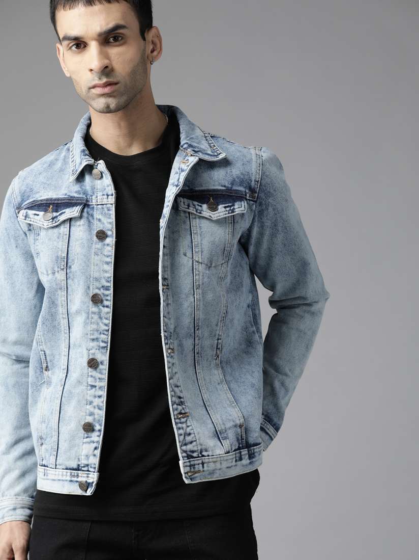 Buy The Roadster Lifestyle Co Men Blue Washed Denim Jacket Jackets for Men 16018084 Myntra