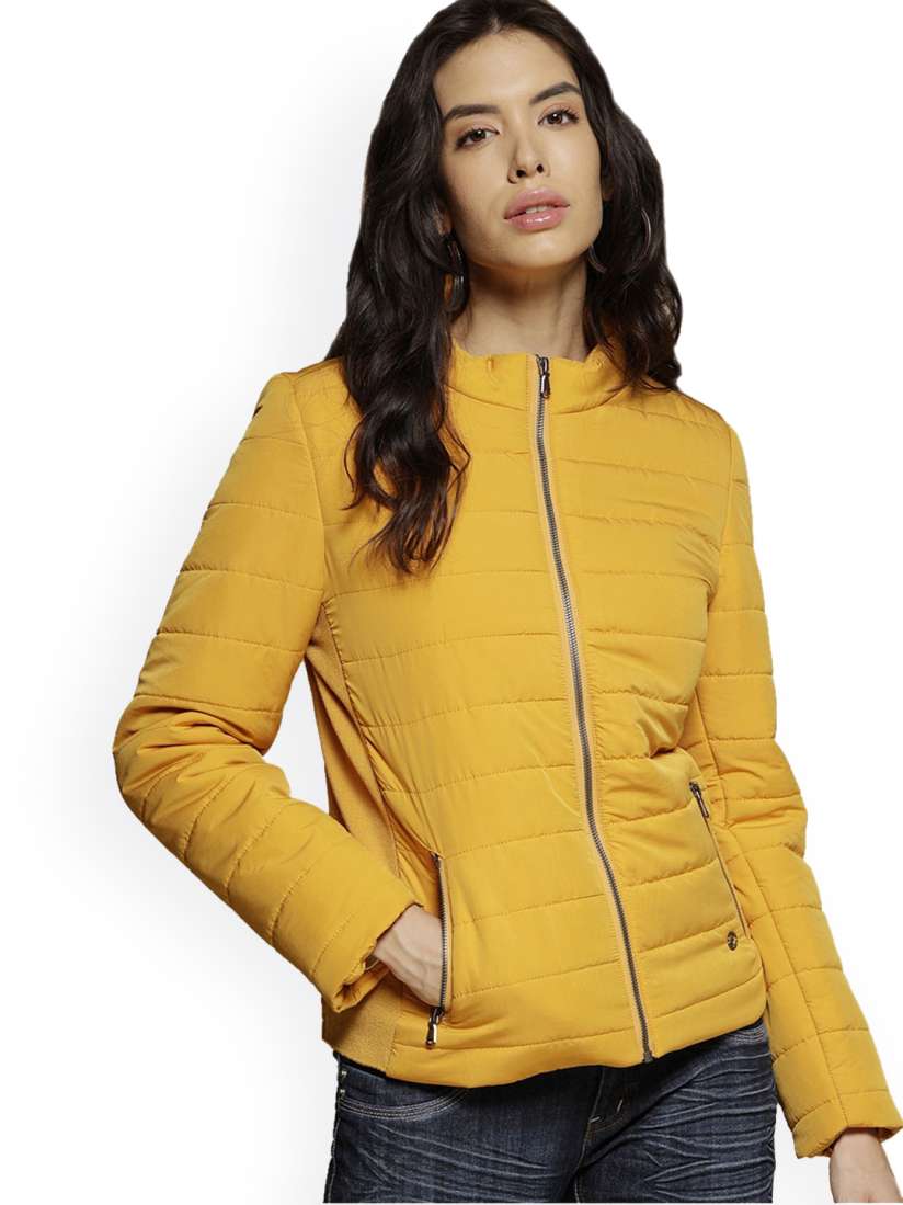 Mustard cropped puffer jacket clearance