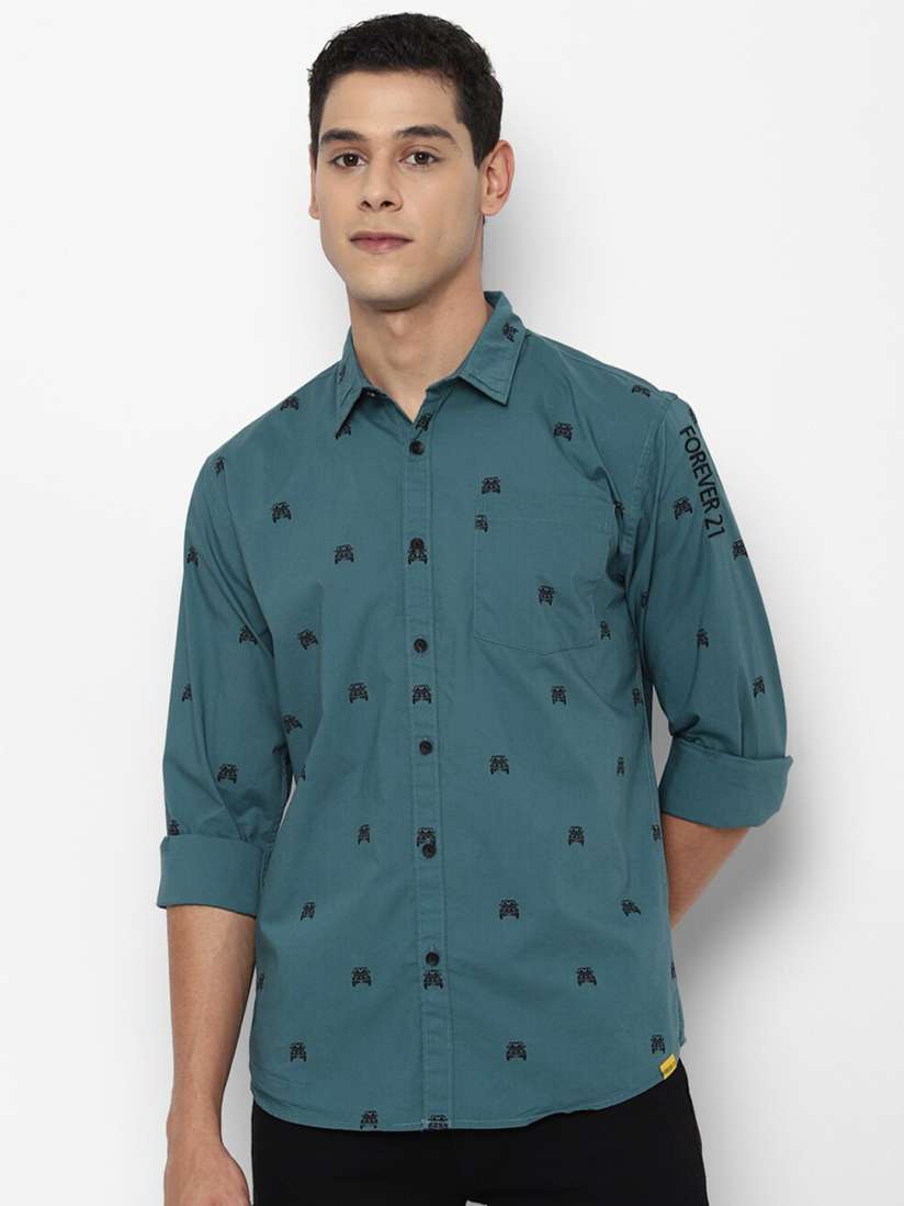 Buy FOREVER 21 Men Blue Opaque Printed Casual Shirt Shirts for Men 16021988 Myntra