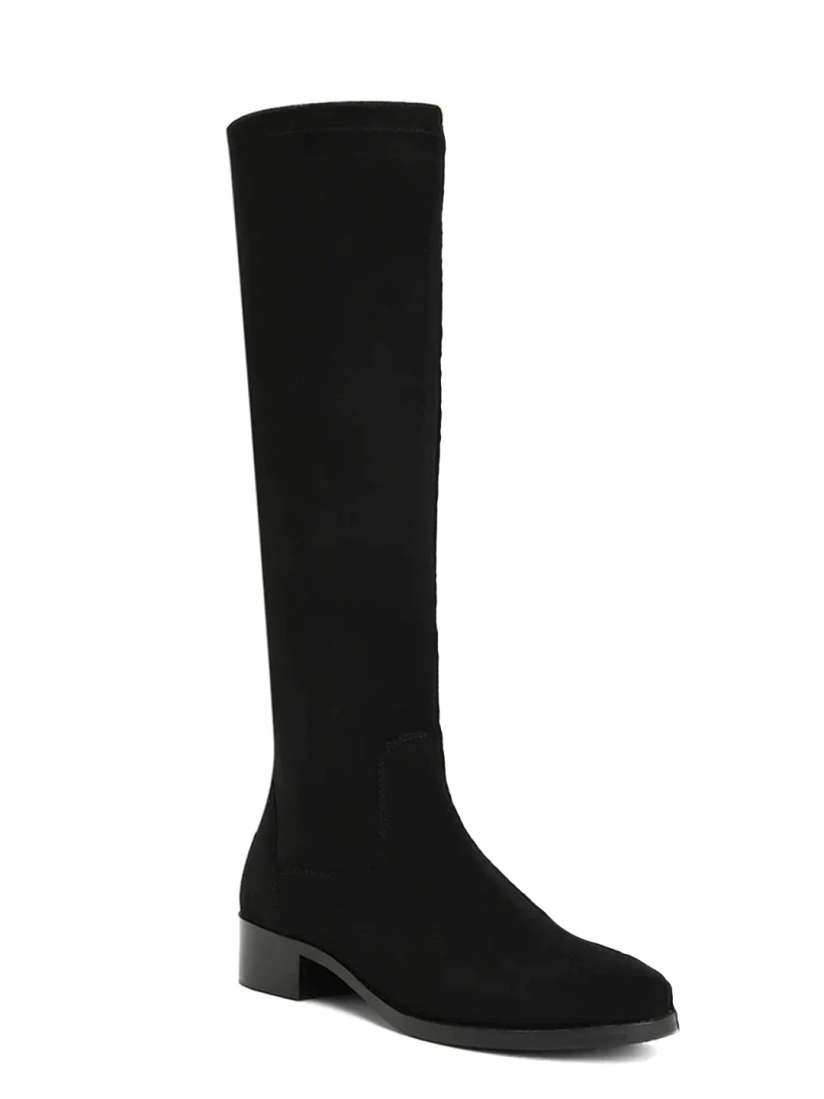 Buy SaintG Women Black Stretch Suede Leather Knee High Boots Boots for Women 16024208 Myntra