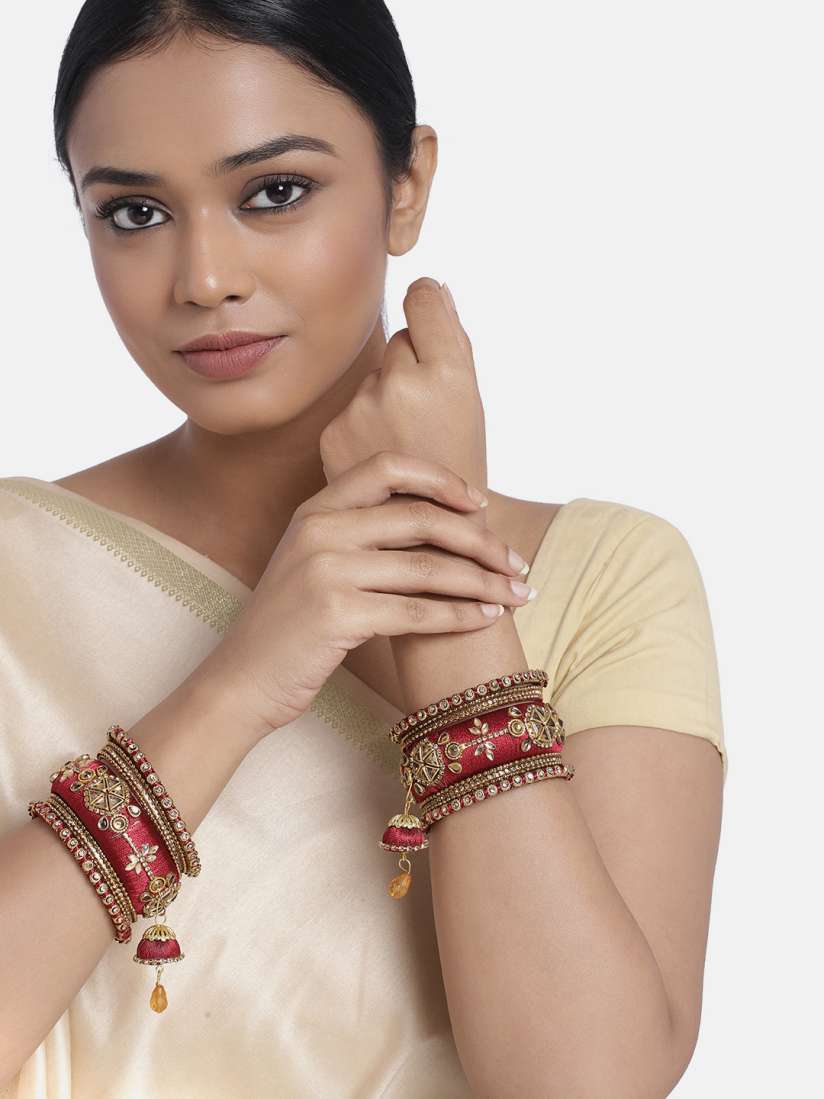 Silk thread bangles with hangings new arrivals