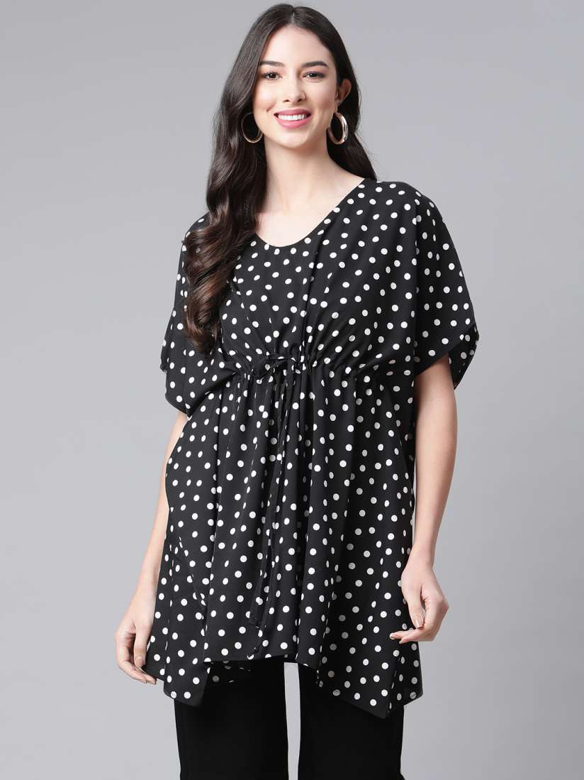Buy Cottinfab Women Black White Crepe Kaftan Top Tops for Women 16034768 Myntra