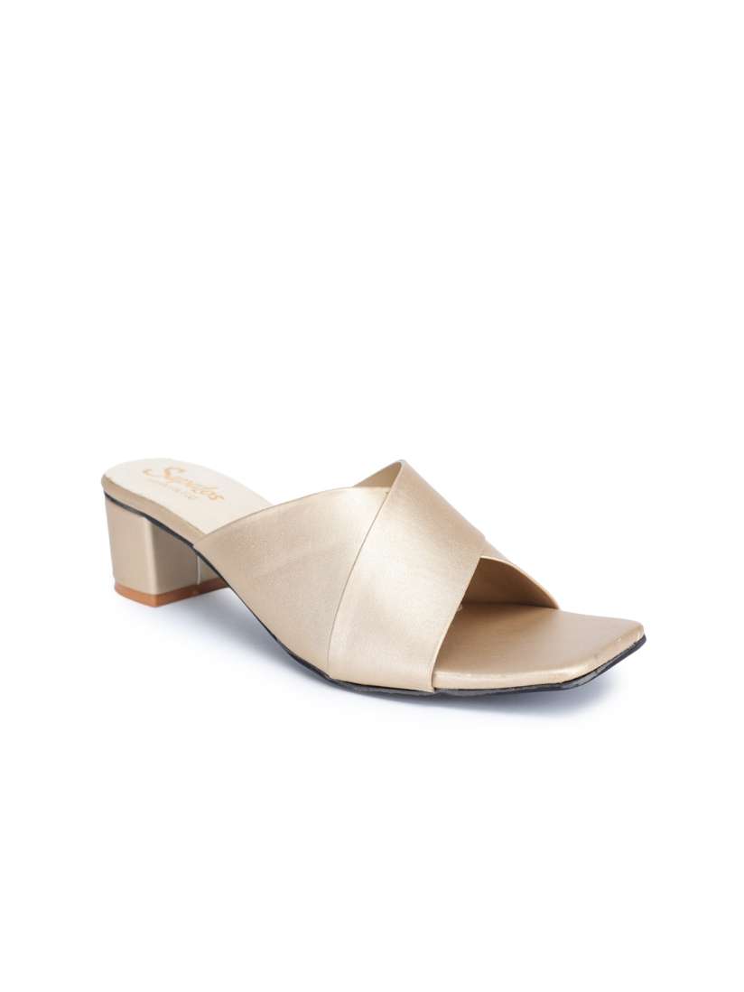 Buy SAPATOS Gold Toned Block Mules Heels for Women 16037000 Myntra
