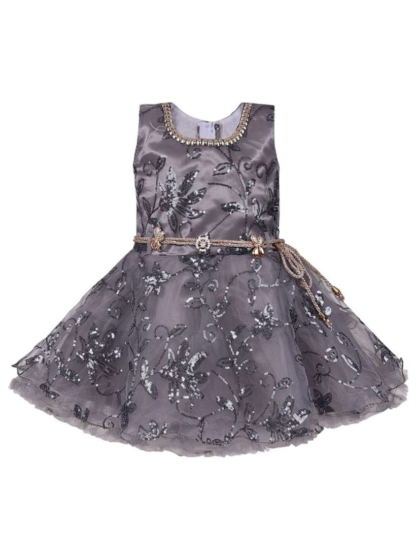 Buy Wish Karo Girls Grey Embellished Net Fit Flare Dress Dresses for Girls 16039310 Myntra