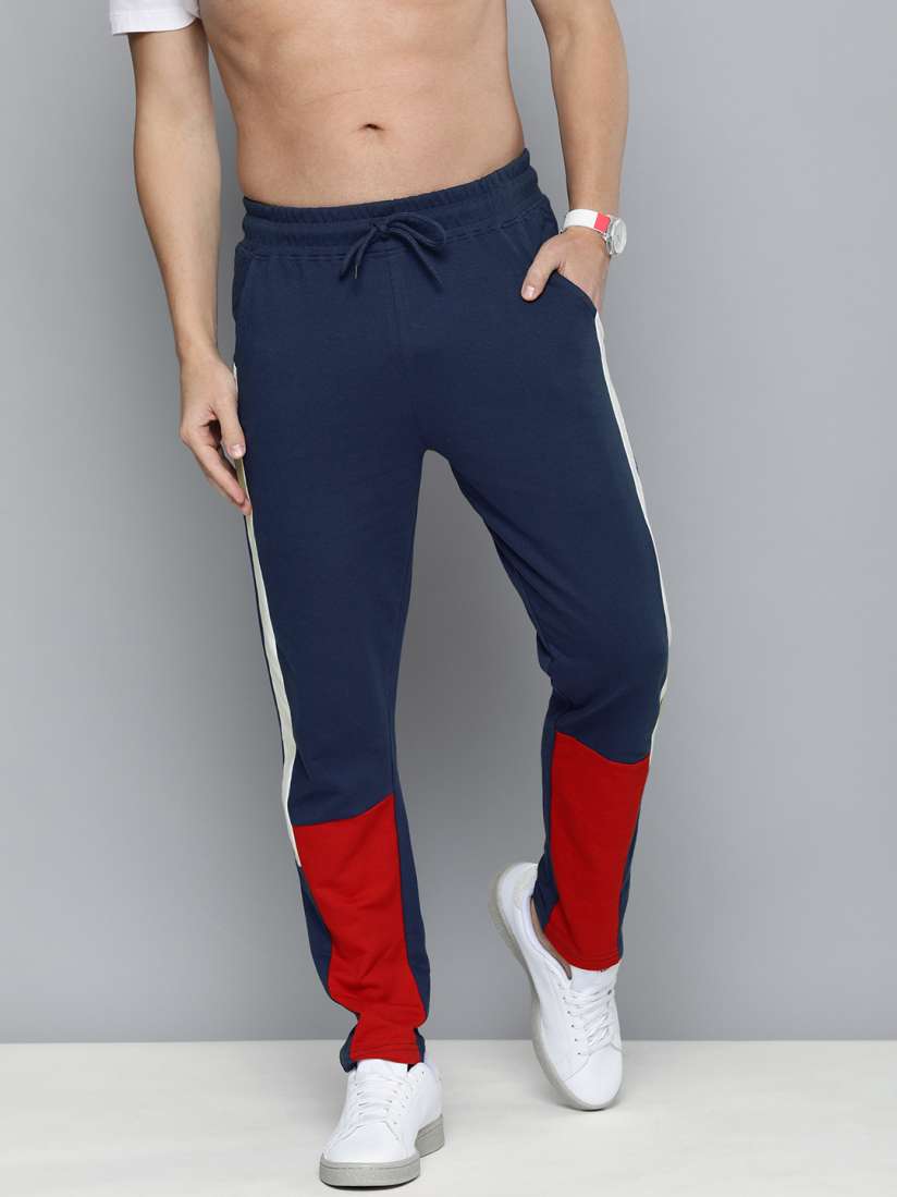 Buy HERE NOW Men Navy Blue Red Colourblocked Joggers Track Pants for Men 16040160 Myntra