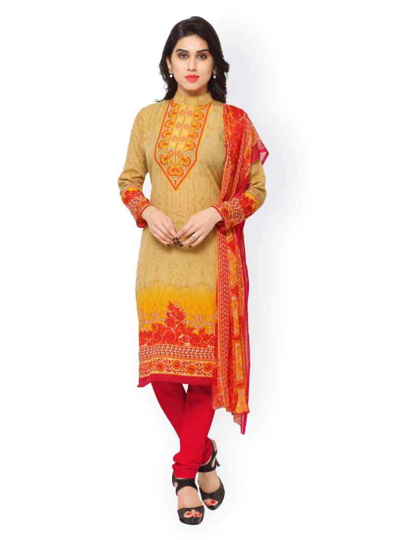 Buy Vaamsi Beige Red Printed Unstitched Dress Material Dress Material for Women 1604082 Myntra