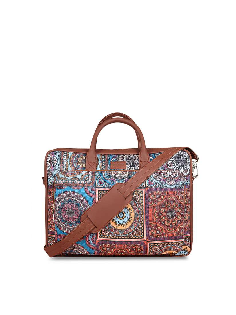 Buy ZOUK Adult Brown Blue Mandala Printed Jute Laptop Bag Laptop Bag for Unisex 16042702 Myntra