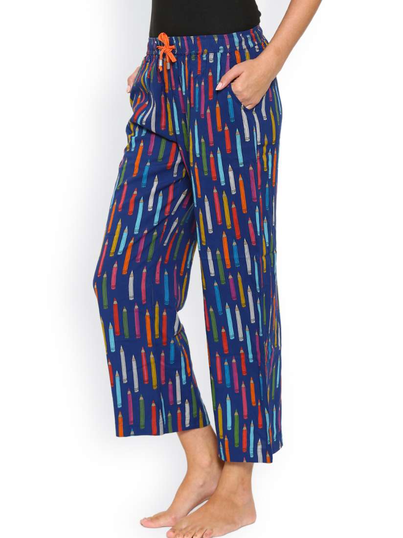 Buy Mystere Paris Multicoloured Printed Pyjamas G114A Lounge Pants for Women 1604391 Myntra