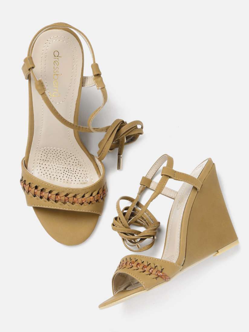 Buy DressBerry Women Tan Brown Tie Up Wedges Heels for Women 1604504 Myntra