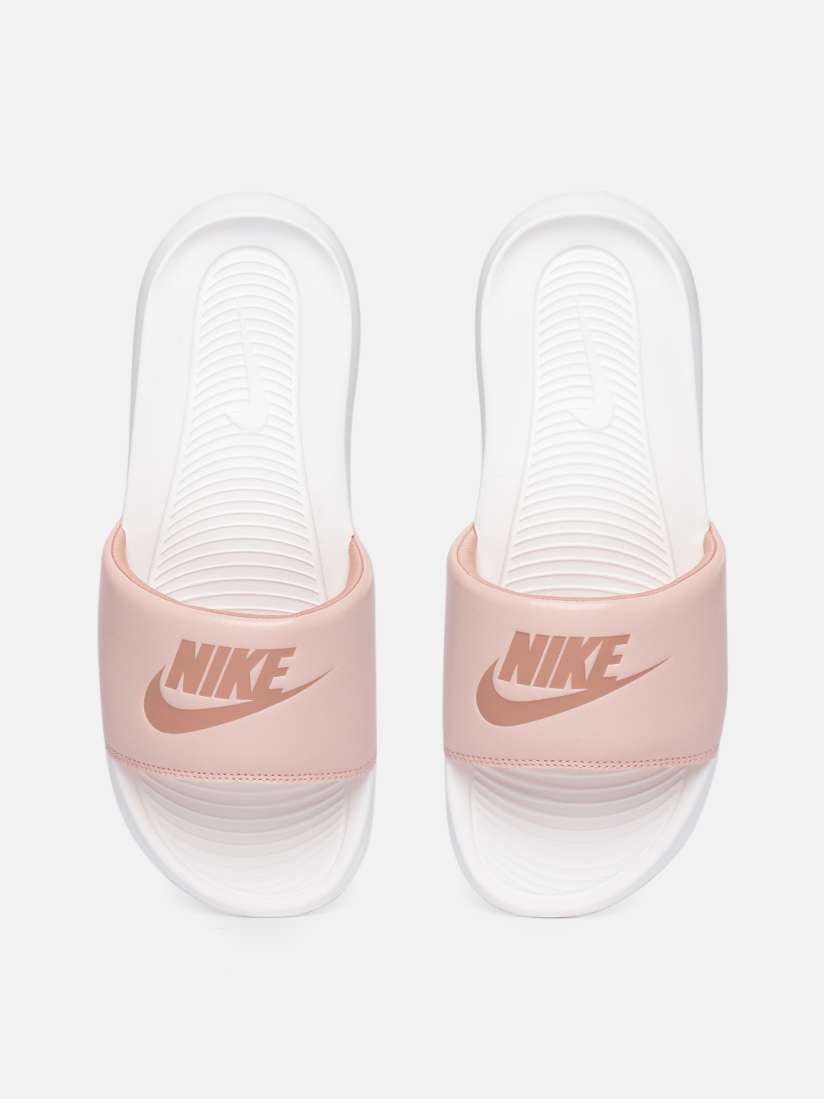 Nike white sliders cheap