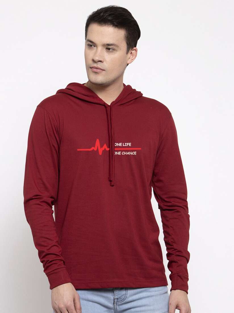 Buy Friskers Men Maroon Hooded T shirt Tshirts for Men 16046684 Myntra
