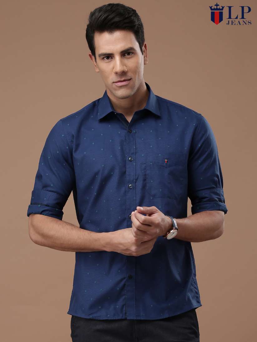 Buy Louis Philippe Sport Men Navy Blue Jermyn Tailored Fit Casual Shirt Shirts for Men 1605430 Myntra