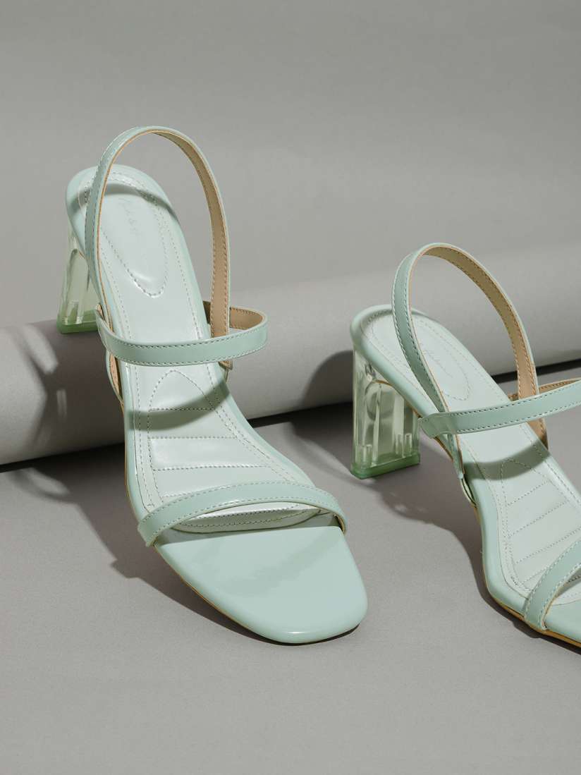 Buy Mast Harbour Women Mint Green Solid Block Heel Sandals Heels for Women 16055122 Myntra