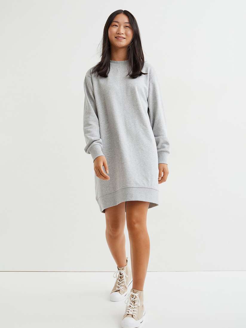 Buy H M Women Grey Solid Sweatshirt Dress Dresses for Women 16057140 Myntra