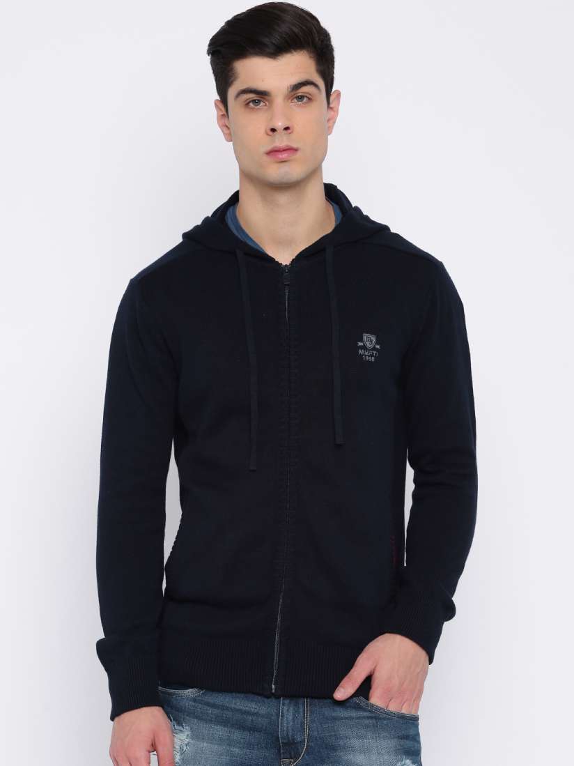 Buy Mufti Navy Hooded Sweater Sweaters for Men 1606163 Myntra