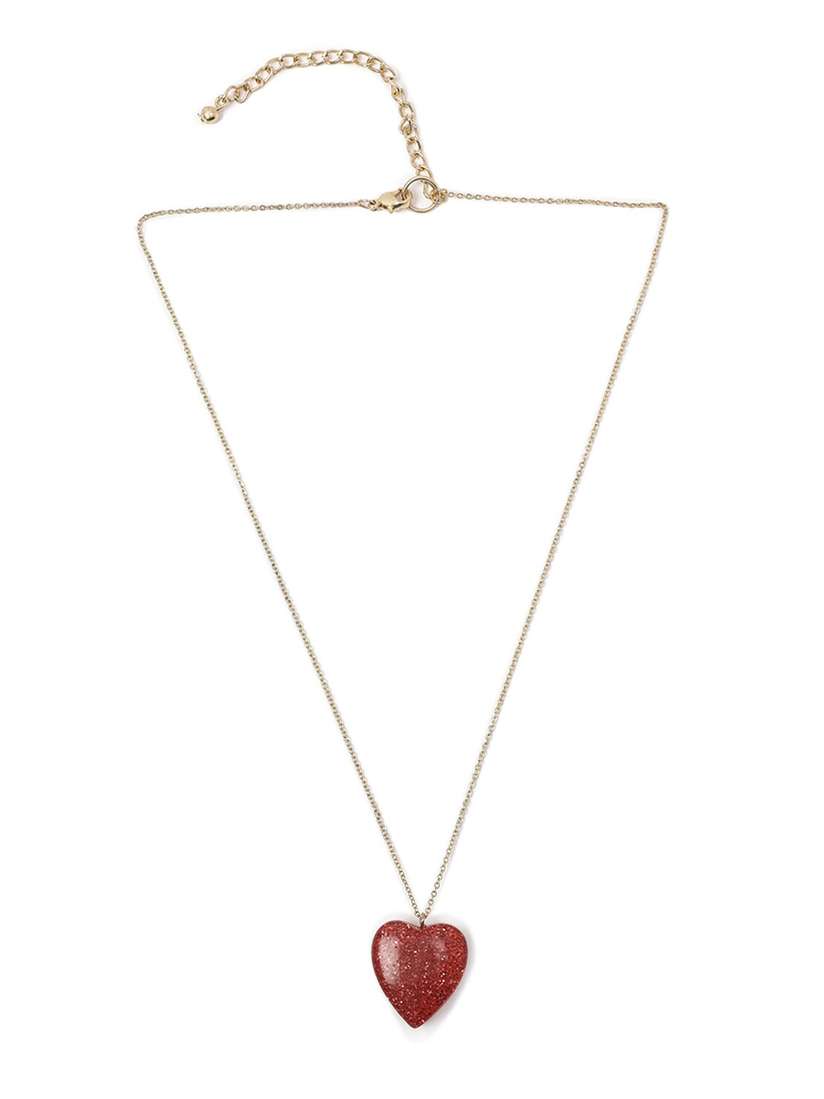 Buy FOREVER 21 Gold-Toned Red Heart Pendant Minimal Necklace