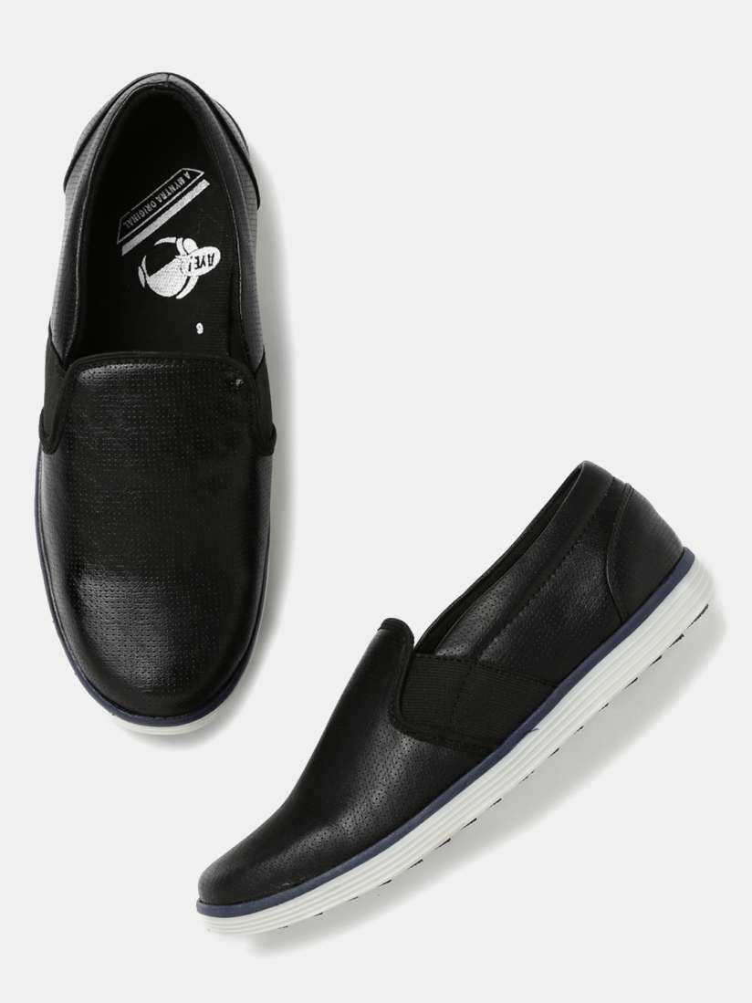 Buy Kook N Keech Men Black Texturede Slip On Sneakers Casual Shoes for Men 1606633 Myntra
