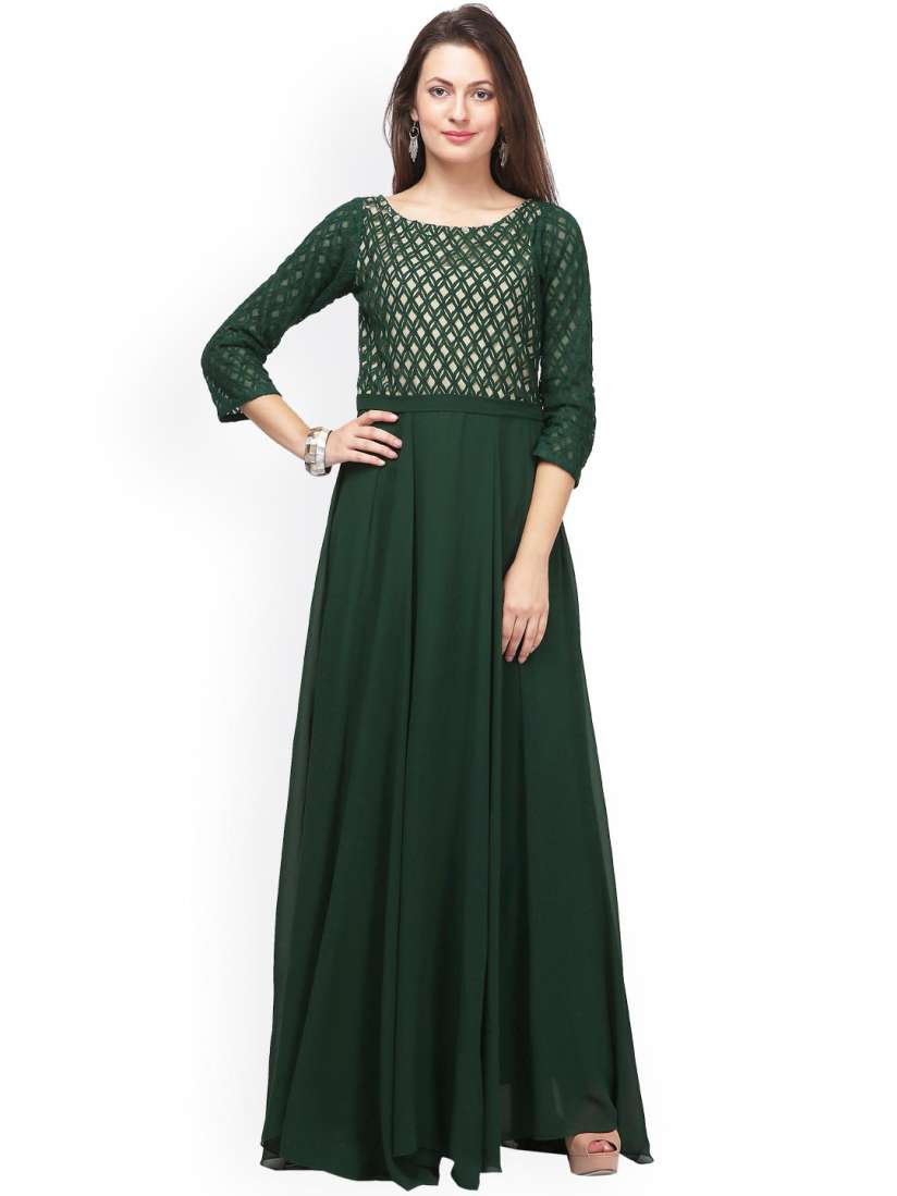 Buy Eavan Women Green Lace Maxi Dress Dresses for Women 1606688 Myntra