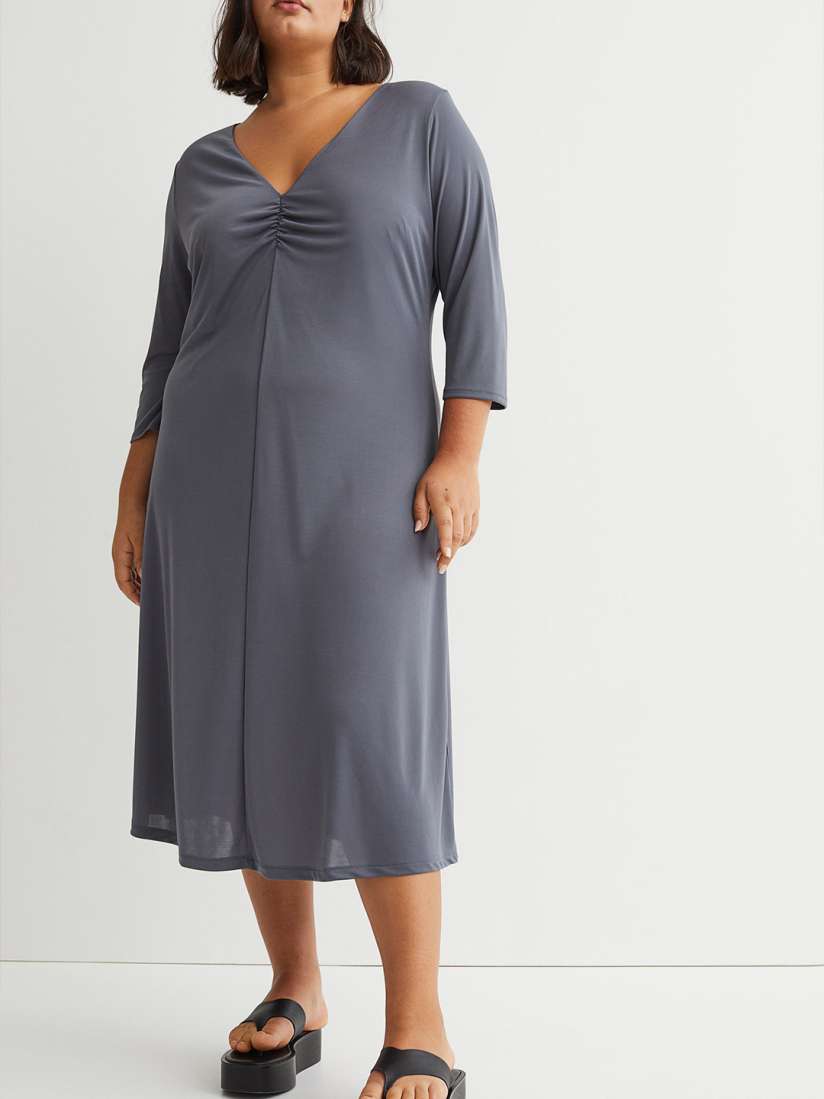 Buy H M Plus Size Woman Grey V Neck Dress Dresses for Women from H M at Rs. 2299. Style ID 16067190