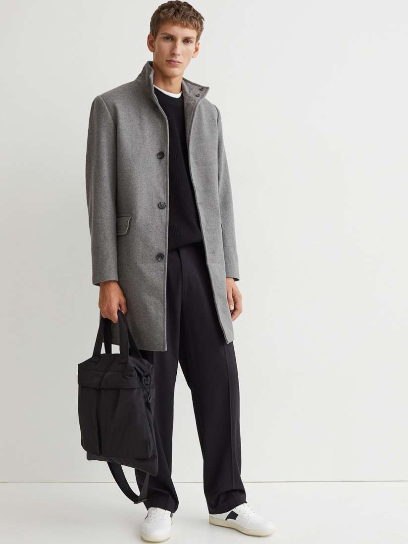 Buy H M Men Grey Wool Blend Funnel Collar Coat Coats for Men from H M at Rs. 5999. Style ID 16067256