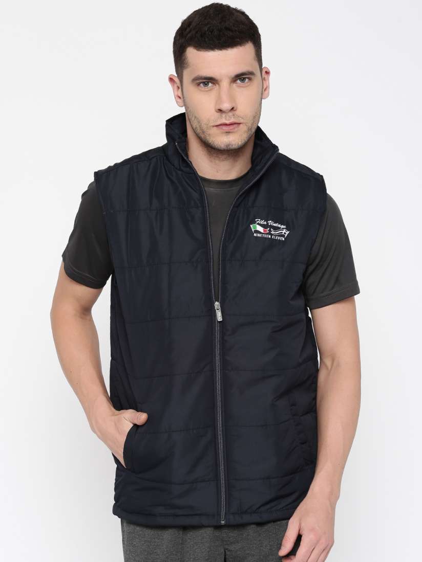 Buy FILA Men Navy Sleeveless Jacket Jackets for Men Myntra