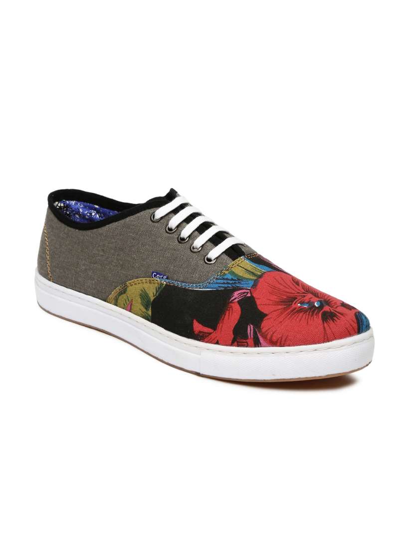 Buy Core Men Grey Black Floral Print Sneakers Casual Shoes for Men 1607635 Myntra