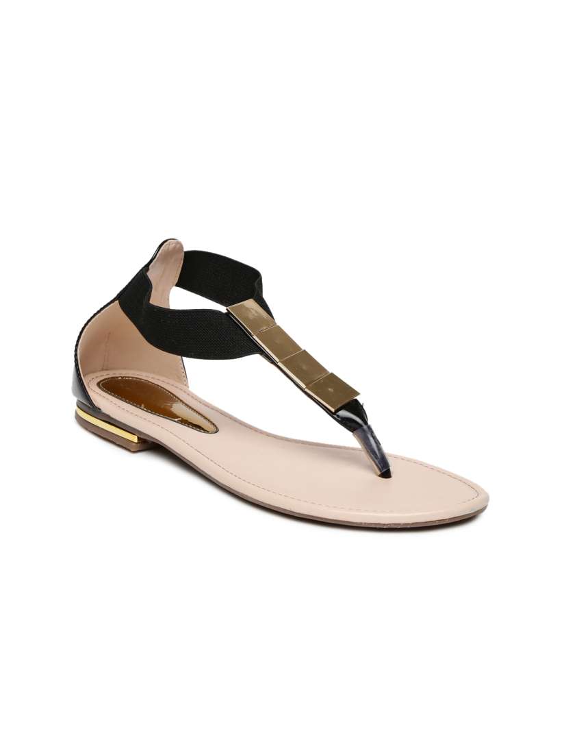 Buy Catwalk Women Gold Toned Black Solid Flats Flats for Women 1607739 Myntra
