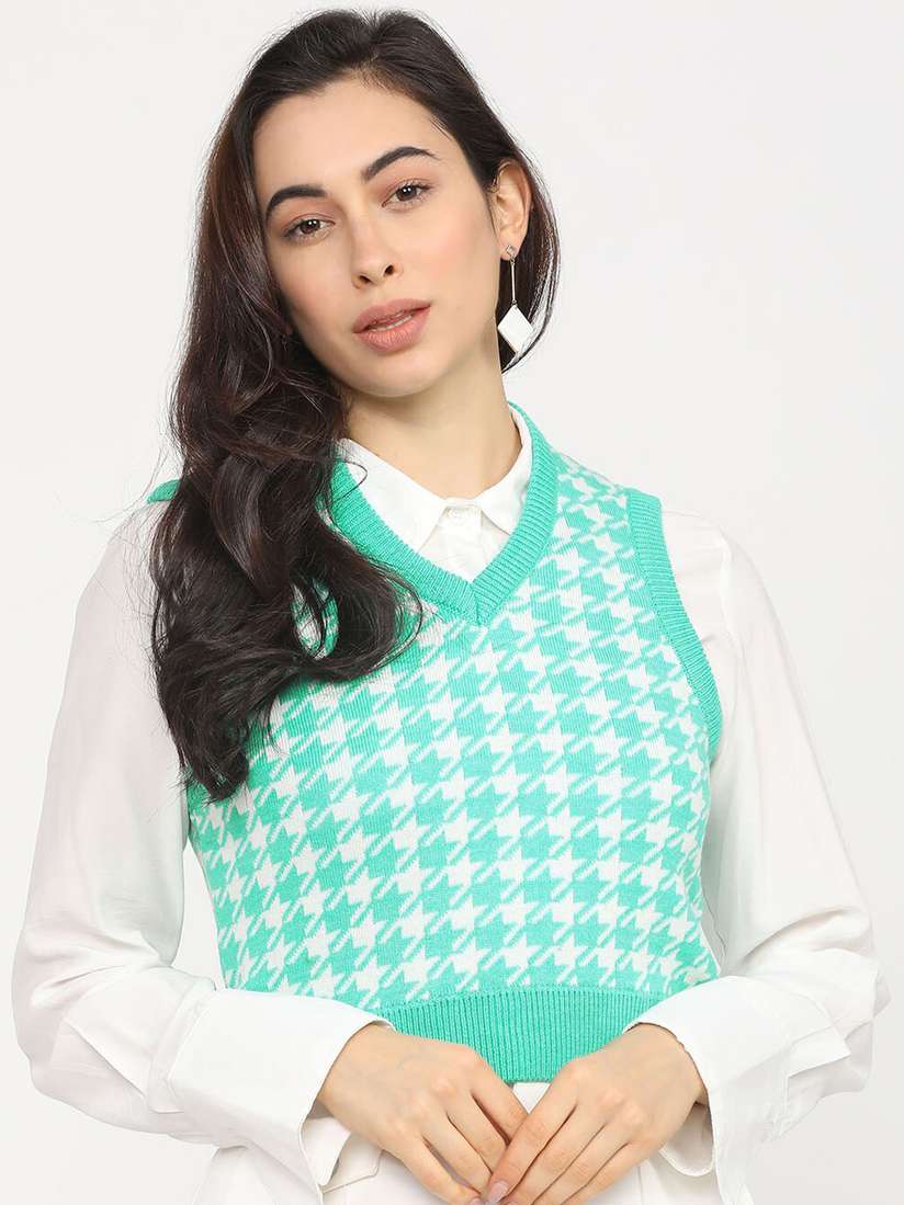 Myntra Argyle Sweater Green DressBerry Women Acrylic Argyle