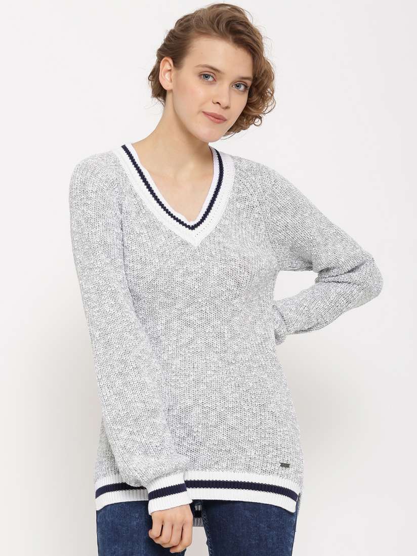 Buy Flying Machine Women Grey Melange Patterned Sweater Sweaters for Women 1609312 Myntra