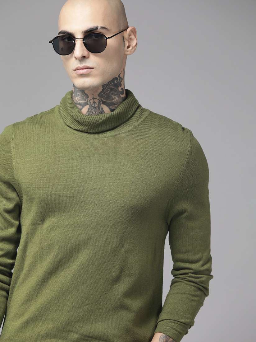 Olive green turtleneck mens deals