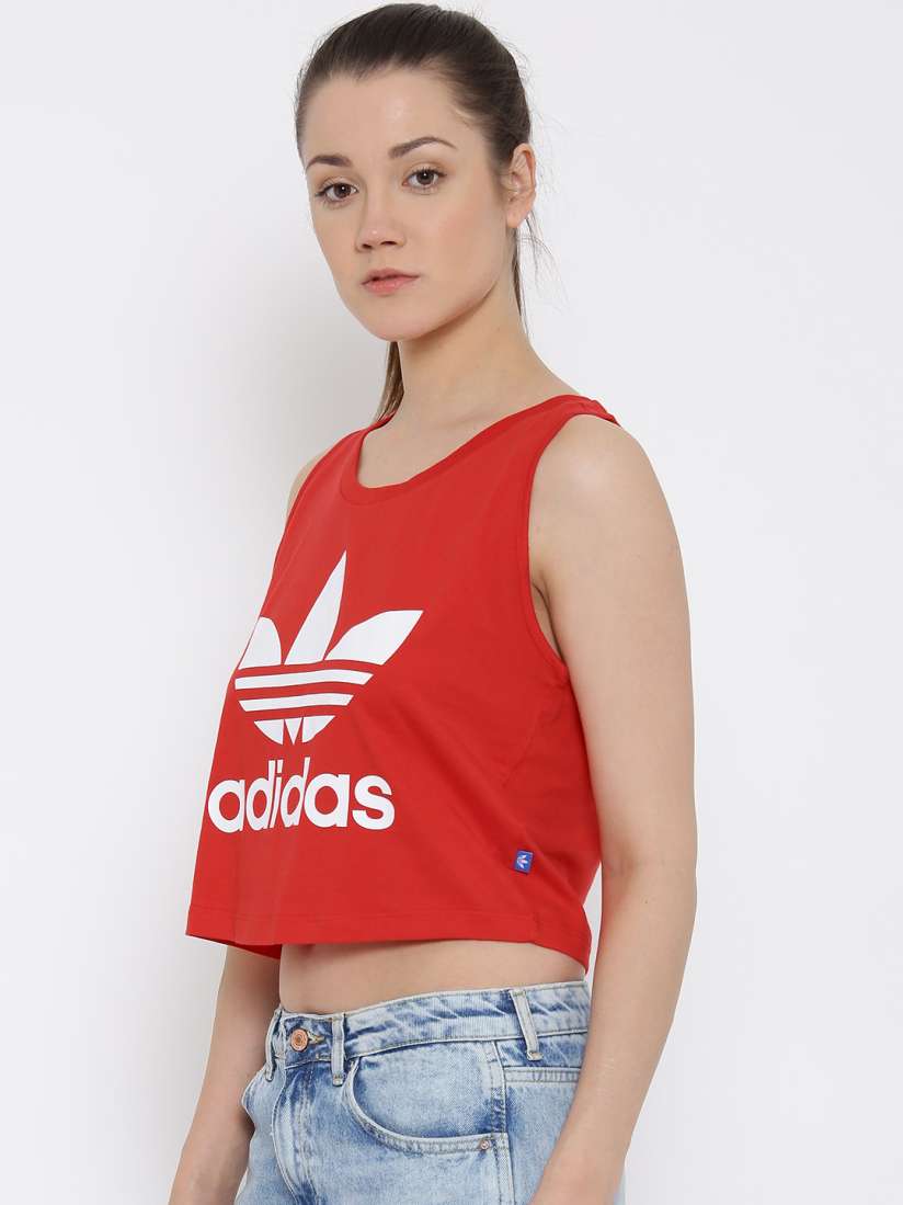 Red adidas crop top top