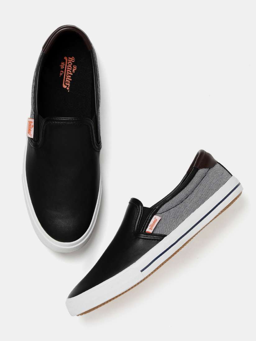 Buy Roadster Men Black Grey Colourblocked Slip On Sneakers Casual Shoes for Men 1612057 Myntra