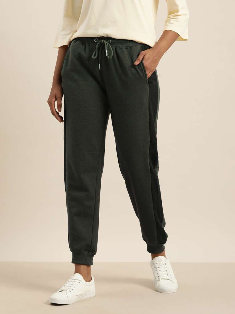 Buy ether Women Olive Green Black Colourblocked Joggers Track Pants for Women 16121078 Myntra