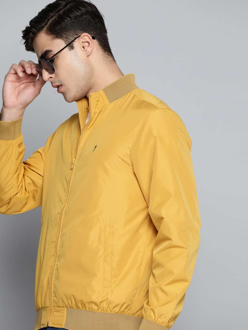 Mustard yellow bomber jacket mens discount