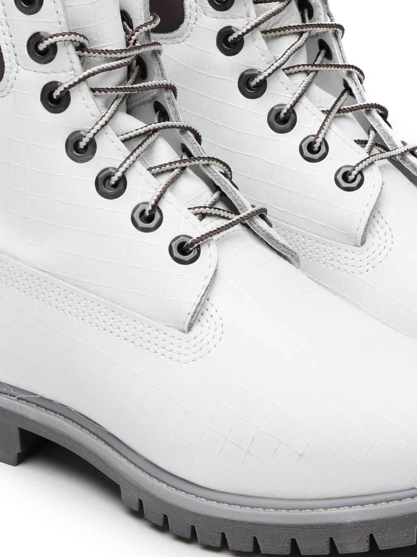 Buy Timberland Men White Textured Leather Waterproof 6 IN Flat Boots Boots for Men 1616048 Myntra