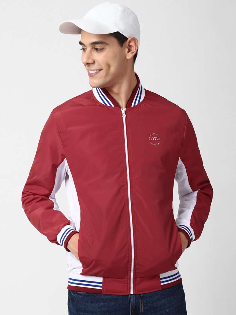 Red and white bomber jacket mens cheap