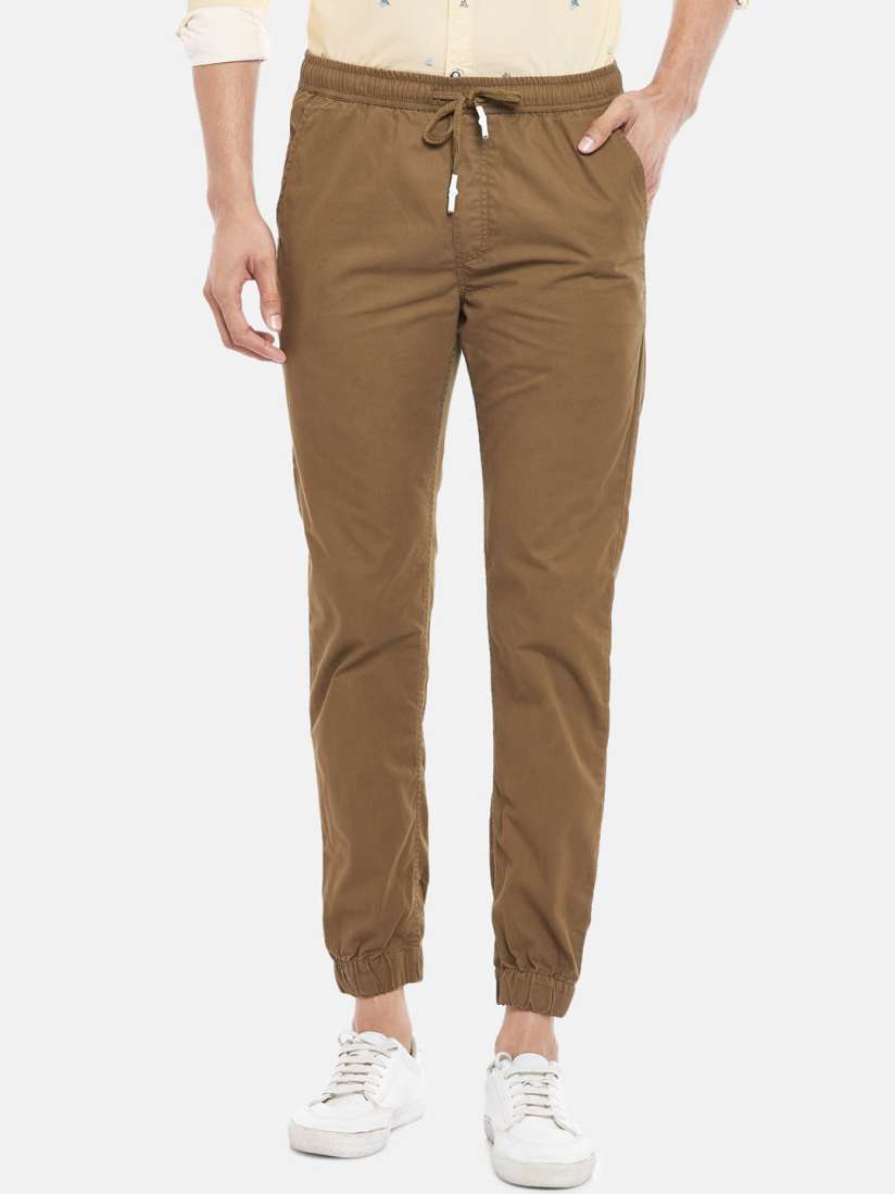 Buy Urban Ranger by pantaloons Men Olive Green Slim Fit Pure Cotton Joggers Trousers Trousers for Men 16171170 Myntra