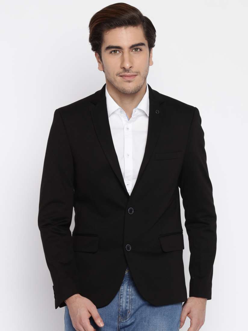 Buy Jack Jones Black Single Breasted Blazer Blazers for Men 1617253 Myntra