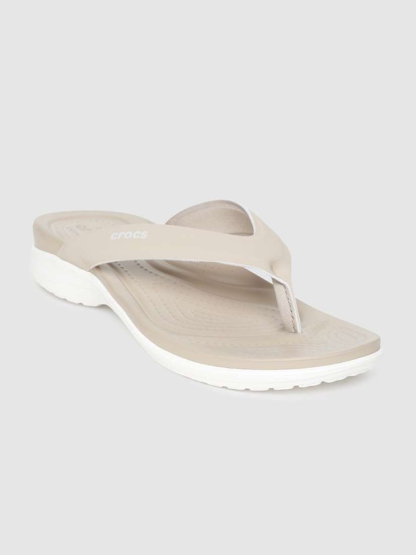 Buy Crocs Women Beige Self Design Croslite Sporty Thong Flip Flops Flip Flops for Women 16173560 Myntra
