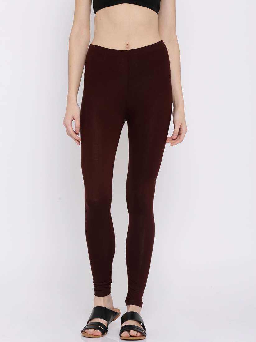 Buy Ajile by Pantaloons Dark Brown Churidar Leggings Leggings for Women 1617446 Myntra