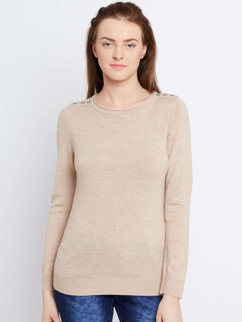 Buy Ajile by Pantaloons Women Beige Solid Sweater Sweaters for Women 1617475 Myntra