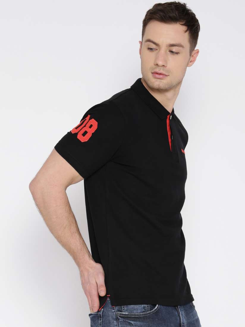 Buy Converse Men Black Solid Polo Pure Cotton T shirt Tshirts for Men 1617627 Myntra
