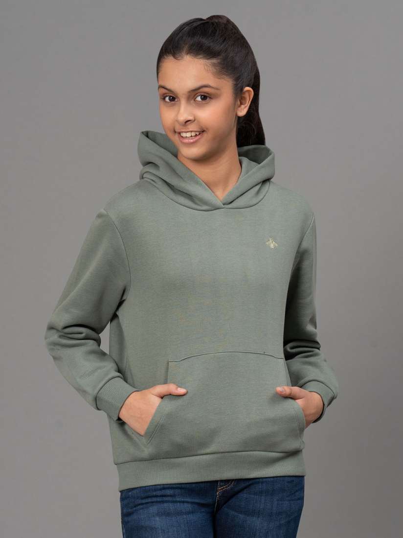 Buy Mode by Red Tape Girls Olive Green Hooded Sweatshirt Sweatshirts for Girls 16176436 Myntra