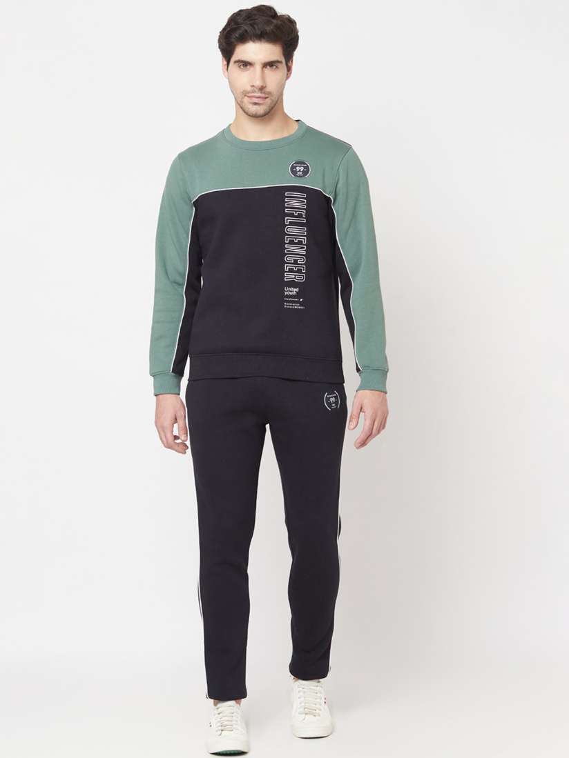 Buy Octave Men Olive Green Black Colourblocked Cotton Tracksuit Tracksuits for Men 16176788 Myntra
